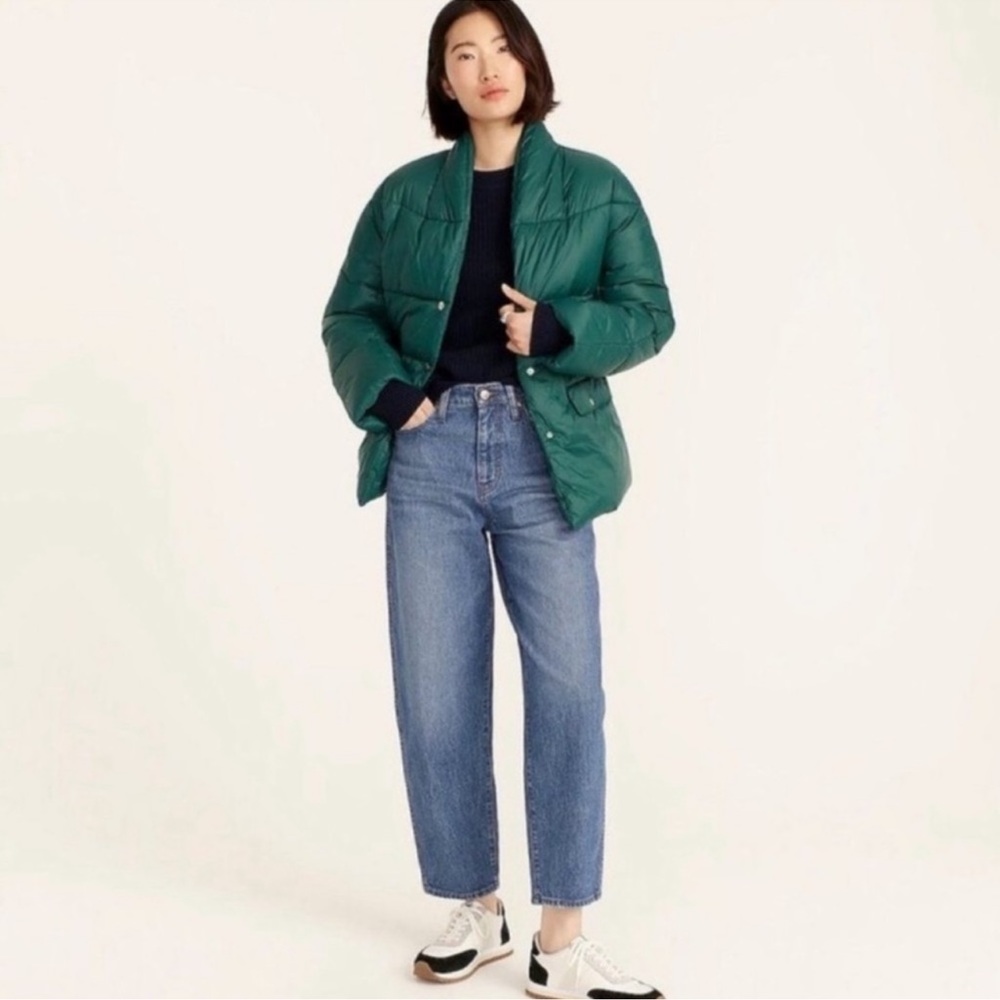 J.Crew Green Signature Puffer Coat